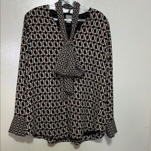 Chico's Black and Cream Geometric Blouse